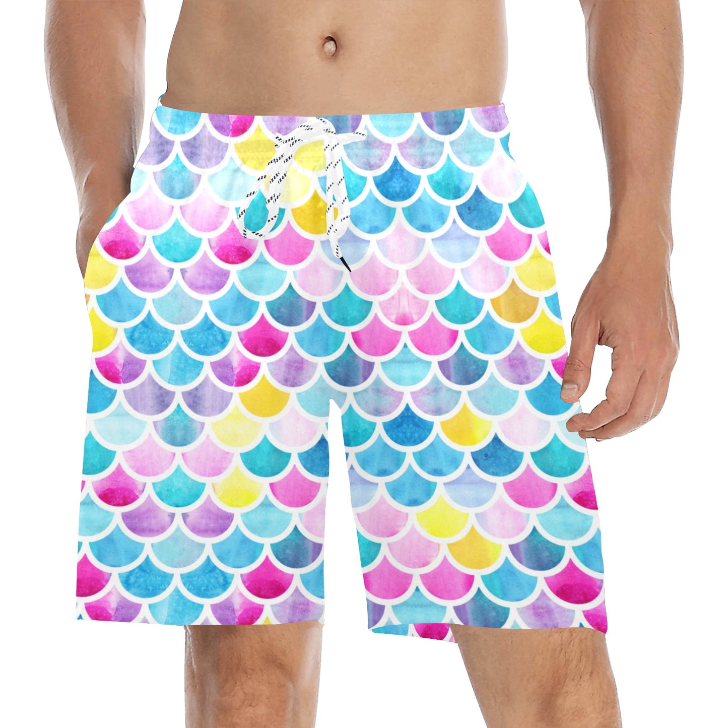 Scales Print Design LKS402 Men's Swim Trunks Beach Shorts