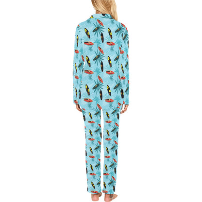Surfboard Themed Pattern Women's Long Pajama Set