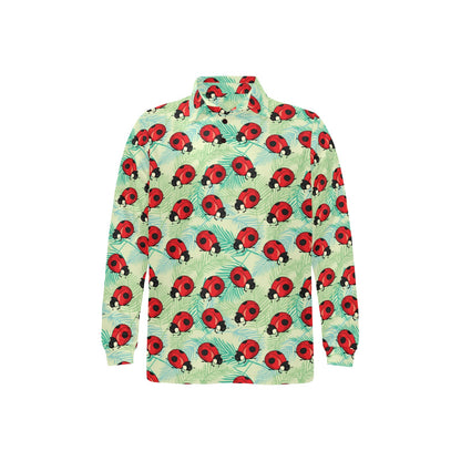 Ladybug Cute Print Pattern Long Sleeve Polo Shirt For Men's