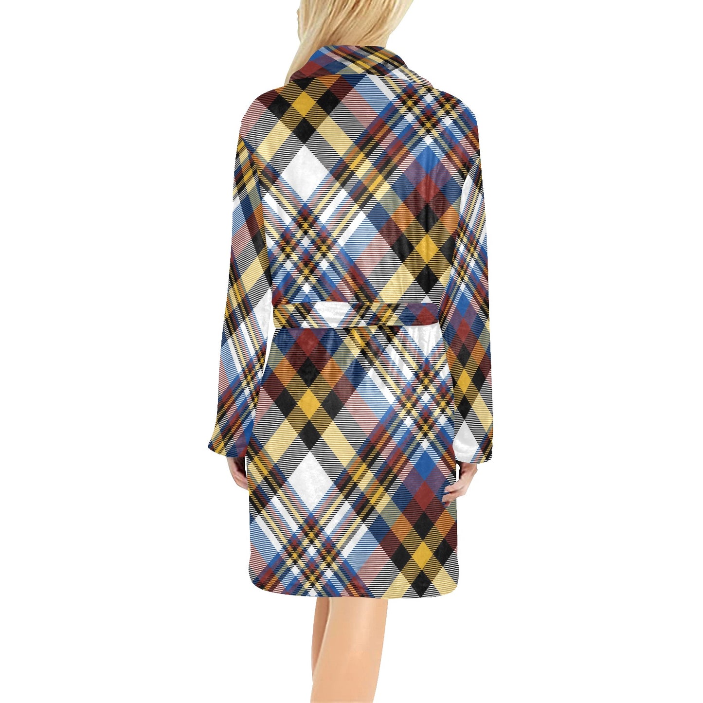 Madras Pattern Print Design 01 Women's Fleece Robe