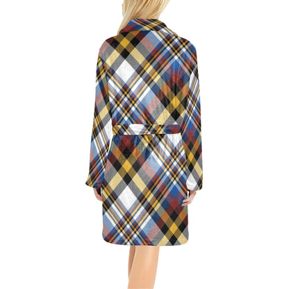 Madras Pattern Print Design 01 Women's Fleece Robe
