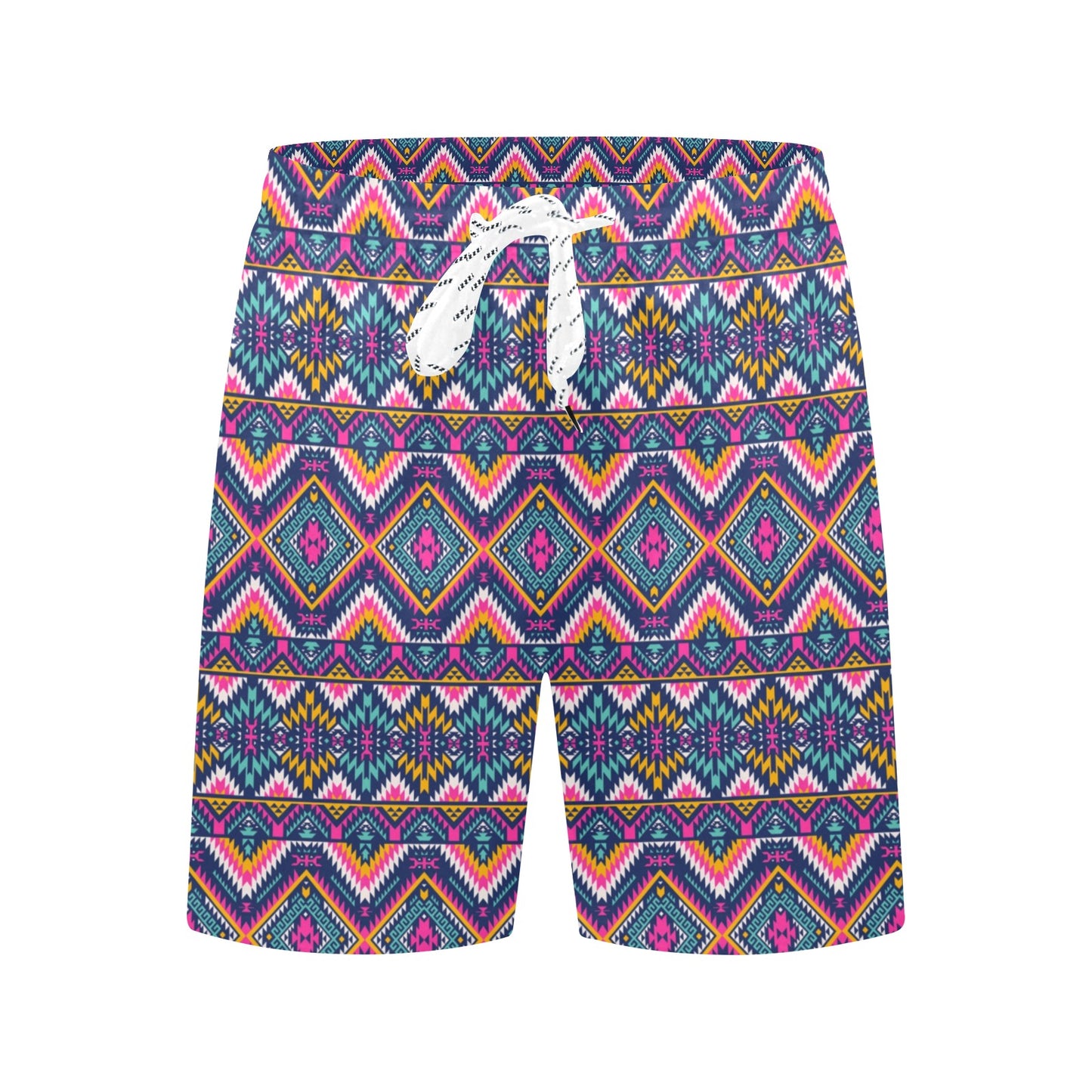 Indian Navajo Pink Themed Design Print Men's Swim Trunks Beach Shorts
