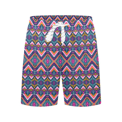 Indian Navajo Pink Themed Design Print Men's Swim Trunks Beach Shorts