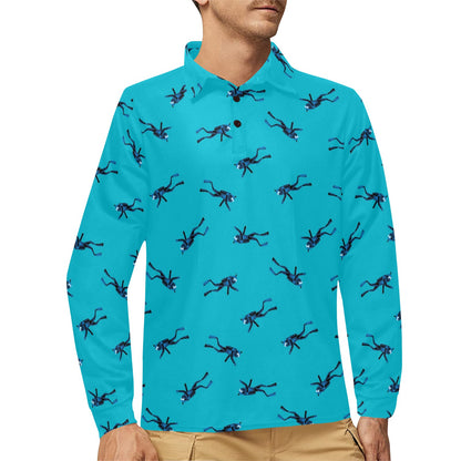 Scuba Driver Print Design LKS304 Long Sleeve Polo Shirt For Men's