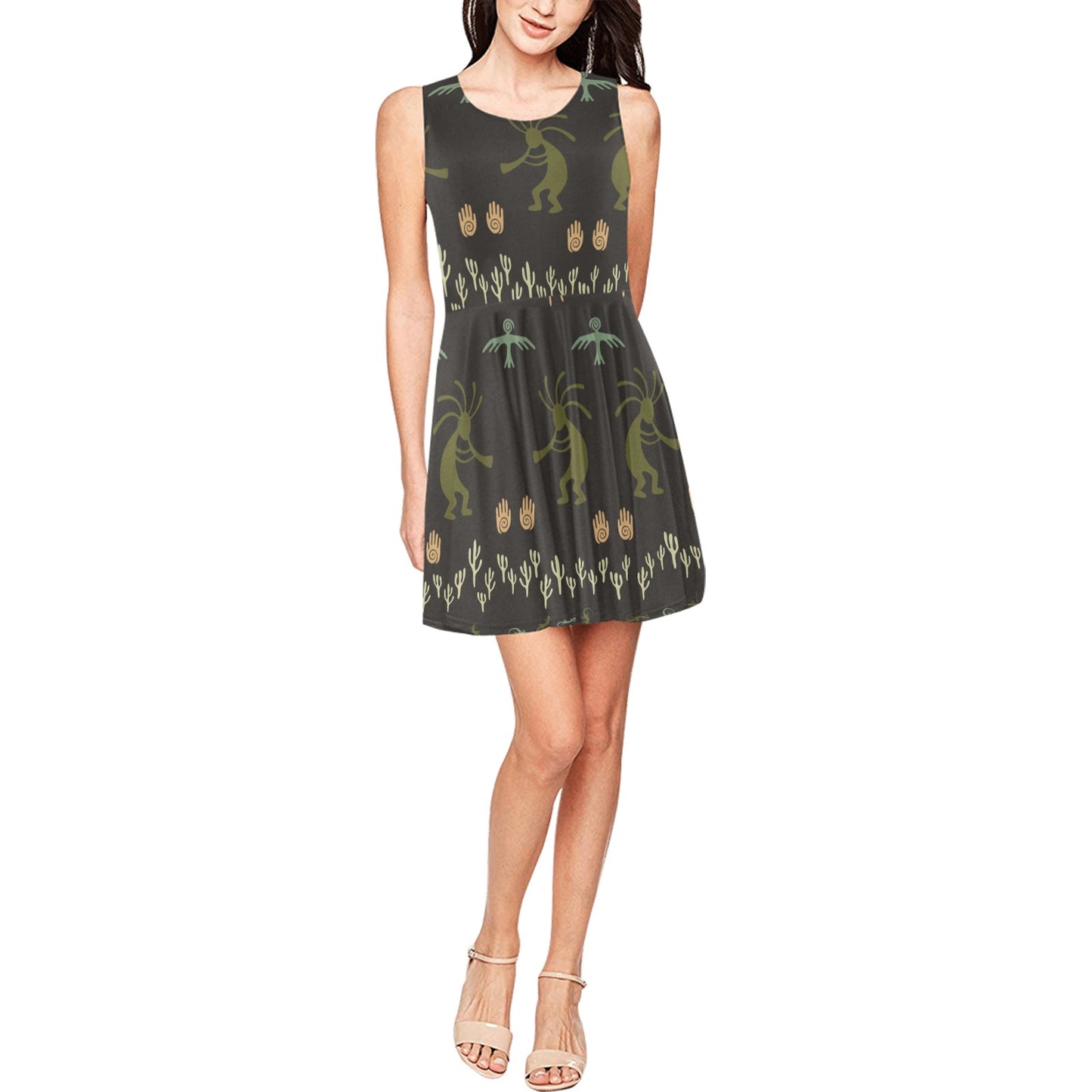 Mayan Pattern Print Design 04 Sleeveless Dress