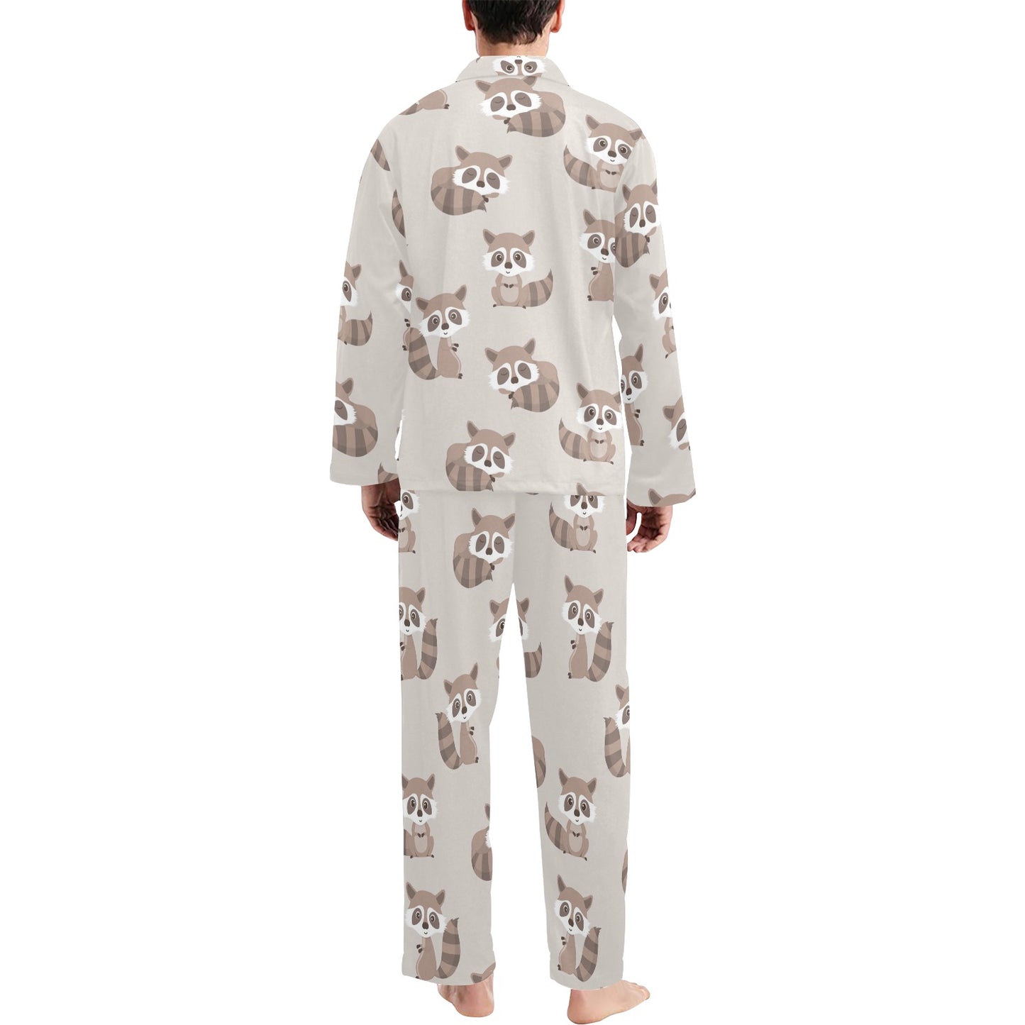 Raccoon Pattern Print Design A05 Men's Long Pajama Set