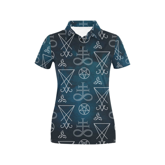 Pentagram Pattern Print Design A03 Women's Polo Shirt