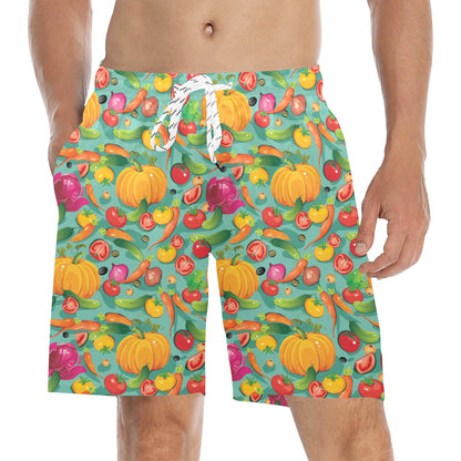 Vegan Colorful Themed Design Print Men's Swim Trunks Beach Shorts