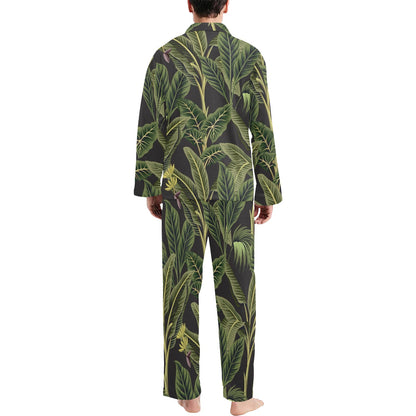 Banana Leaf Pattern Print Design BL04 Men's Long Pajama Set