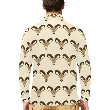 Goat Pattern Print Design 01 Long Sleeve Polo Shirt For Men's