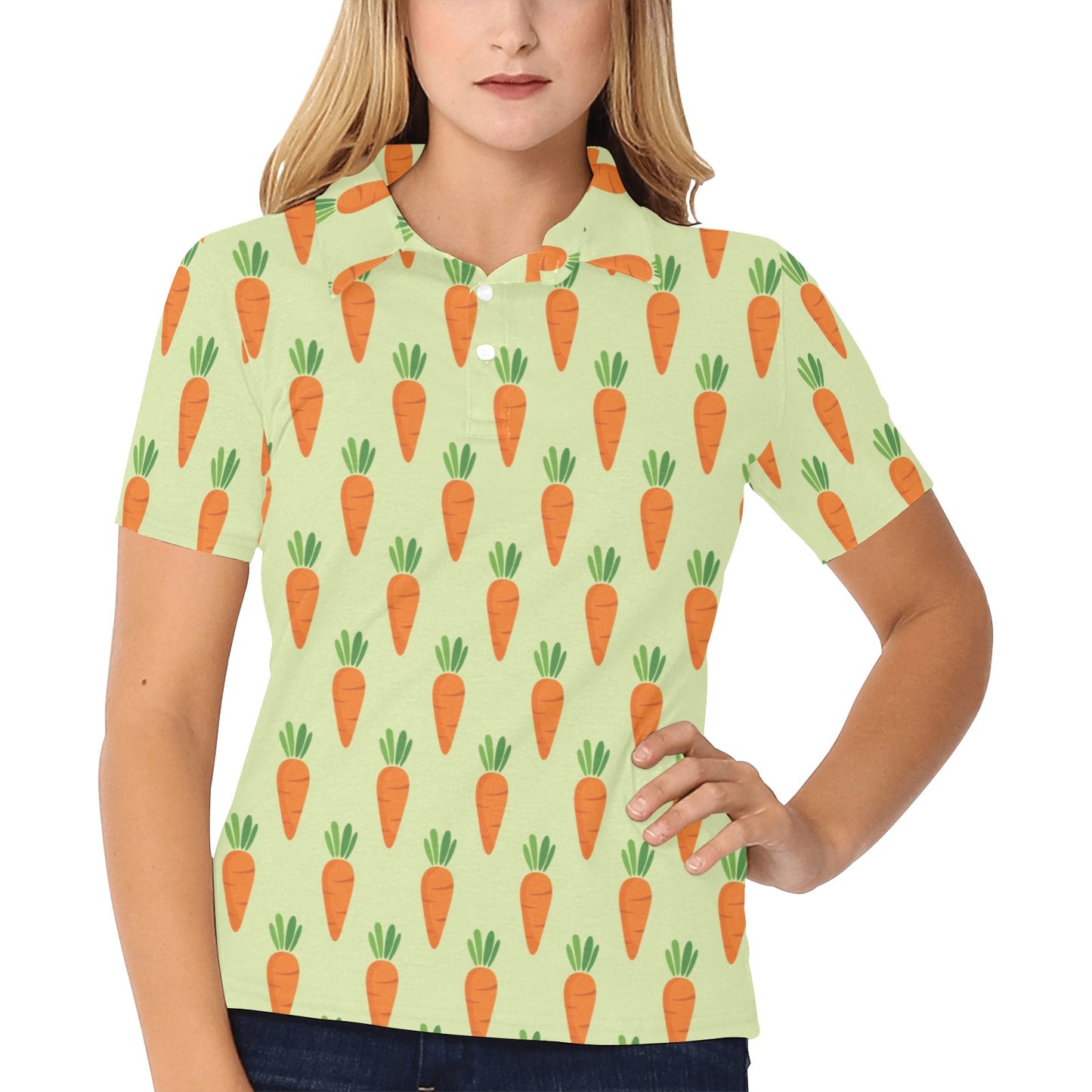 Carrot Pattern Print Design 02 Women's Polo Shirt