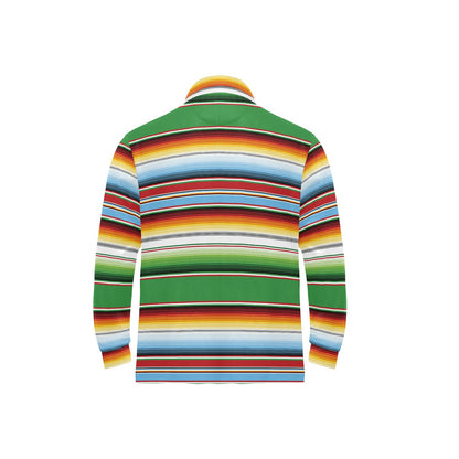 Serape Print Design LKS302 Long Sleeve Polo Shirt For Men's