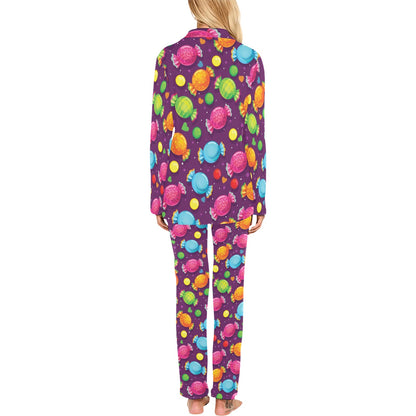 Candy Pattern Print Design CA05 Women's Long Pajama Set