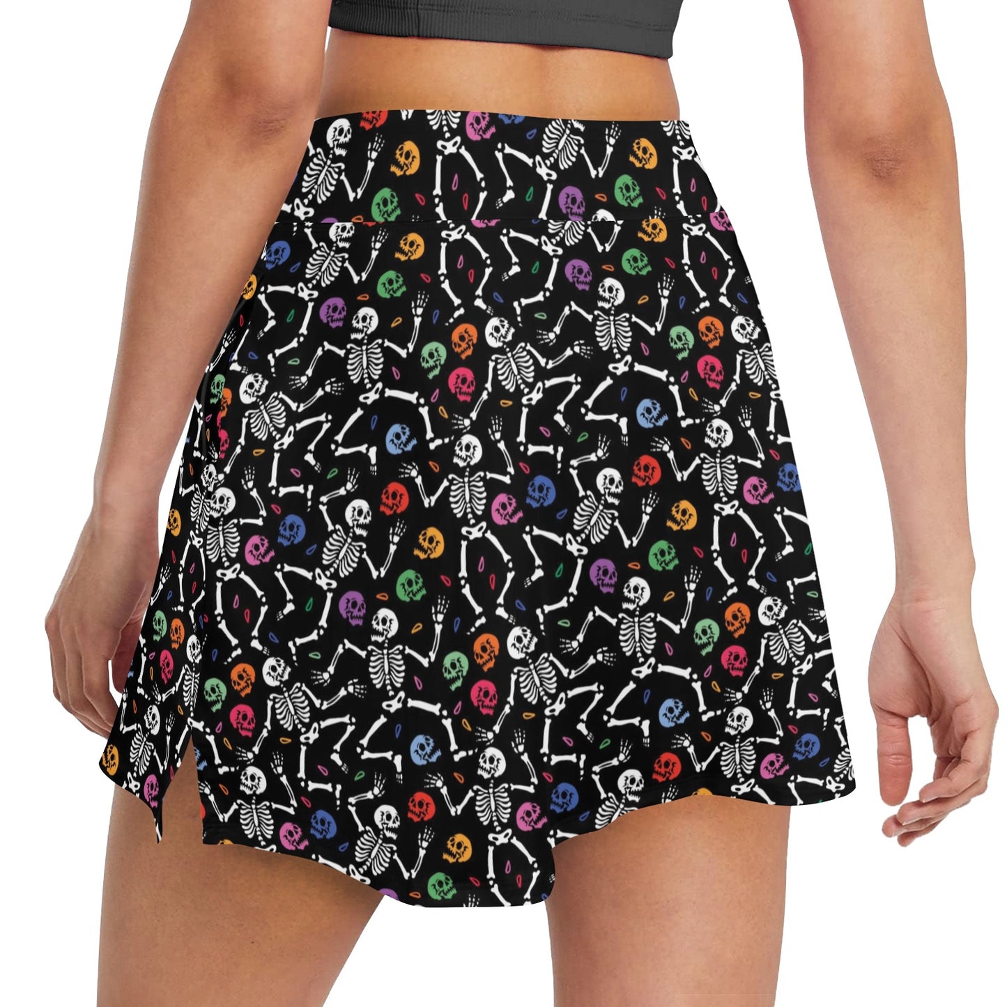 Skeleton Print Design LKS307 17" Golf & Pickleball Skort with Pockets