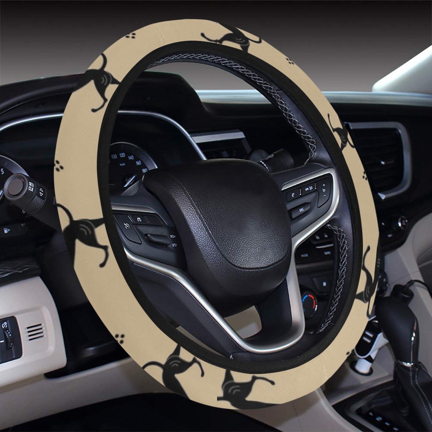 Ancient Greek Print Design LKS3011 Steering Wheel Cover with Elastic Edge