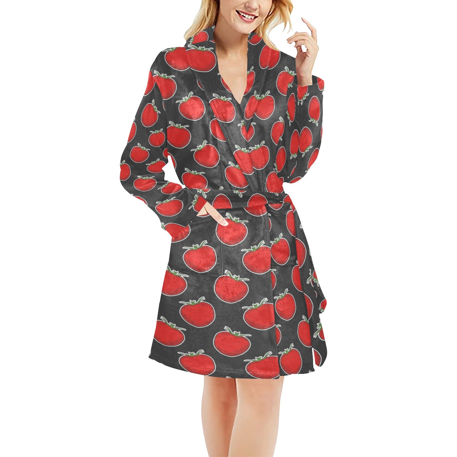 Tomato Print Design LKS306 Women's Fleece Robe