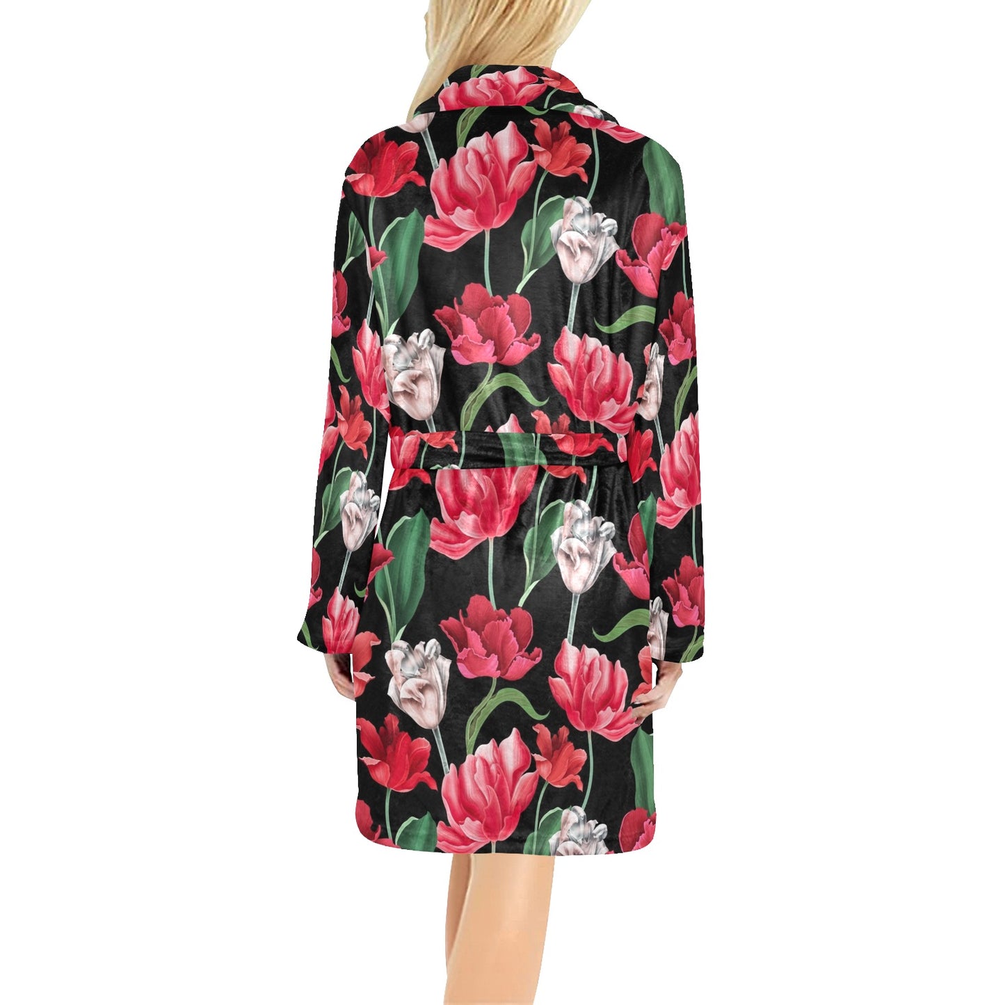 Tulip Pattern Print Design TP08 Women's Fleece Robe