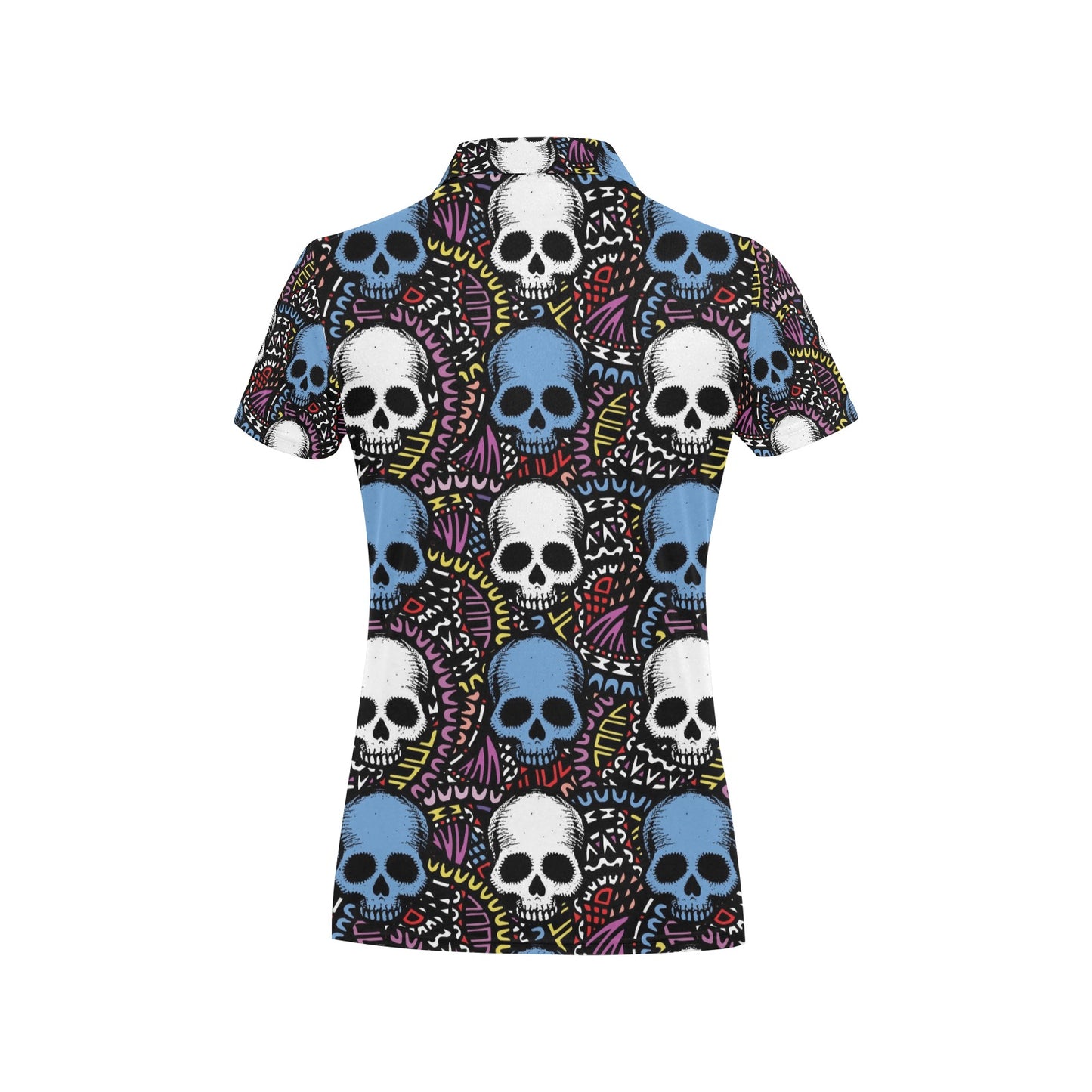Skull Print Design LKS305 Women's Polo Shirt