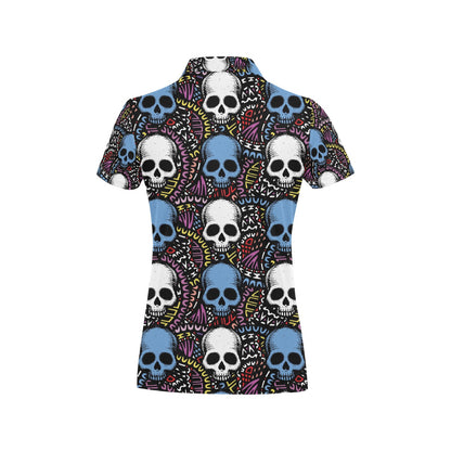 Skull Print Design LKS305 Women's Polo Shirt