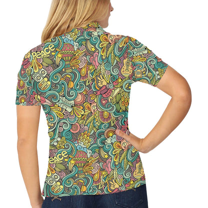 Hippie Print Design LKS302 Women's Polo Shirt