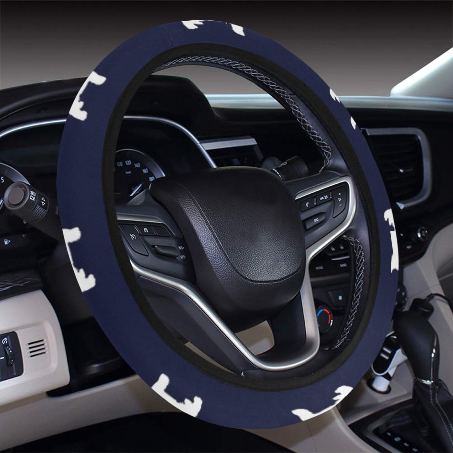 Scottish Terriers Print Design LKS3019 Steering Wheel Cover with Elastic Edge