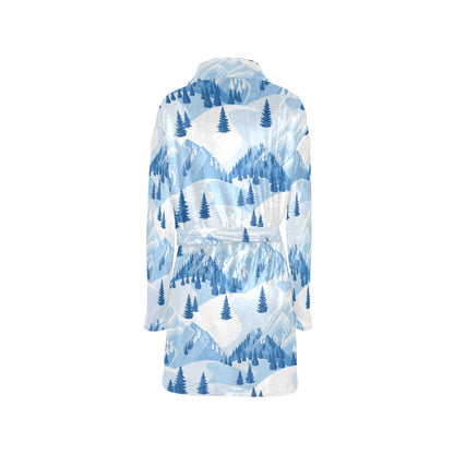 Mountain Pattern Print Design 03 Women's Fleece Robe