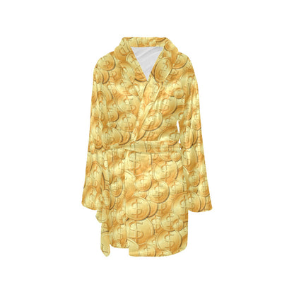 Dollar Pattern Print Design DO03 Women's Fleece Robe