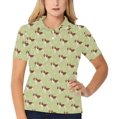 Beagle Pattern Print Design 07 Women's Polo Shirt