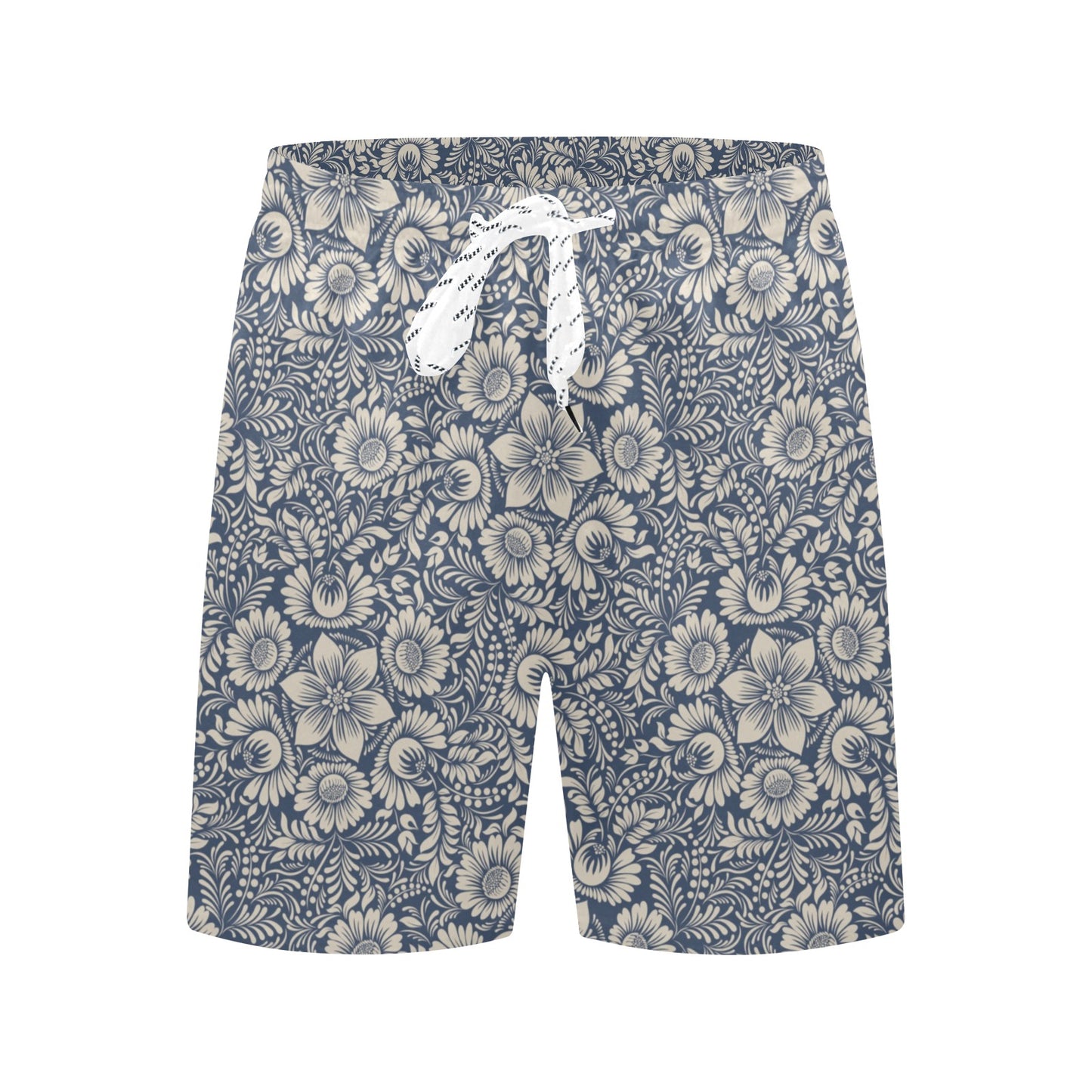 Elegant Floral Print Pattern Men's Swim Trunks Beach Shorts