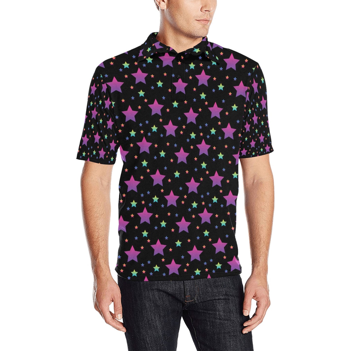 Star Print Design LKS305 Men Polo Shirt