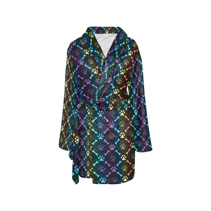 Paw Rainbow Print Women's Fleece Robe