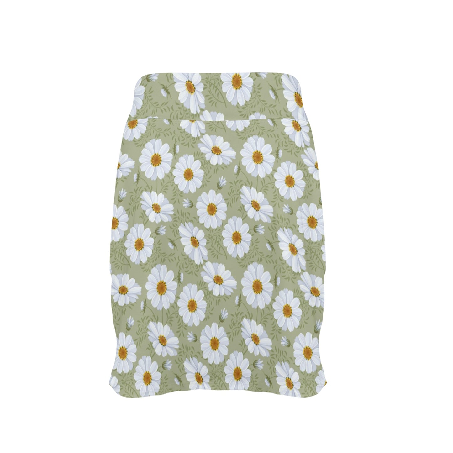 Daisy Yellow Print Pattern 17" Golf & Pickleball Skort with Pockets