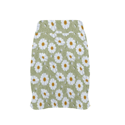 Daisy Yellow Print Pattern 17" Golf & Pickleball Skort with Pockets