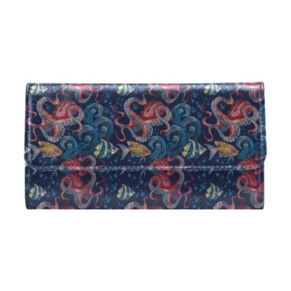 Octopus Deep Sea Print Themed Women's Trifold Wallet