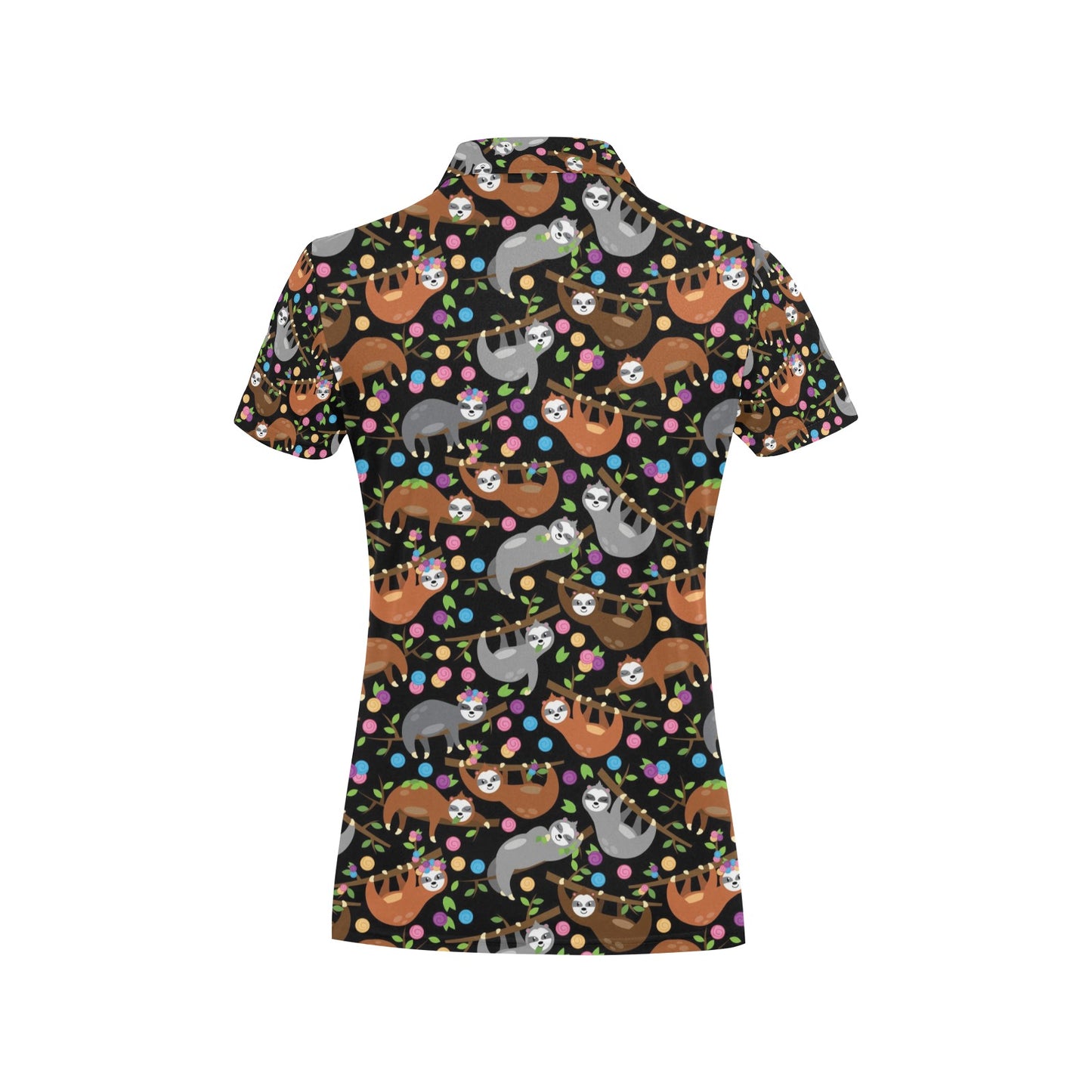 Sloth Print Design LKS306 Women's Polo Shirt