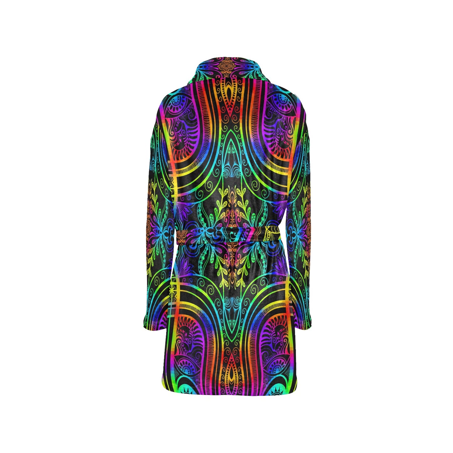 Neon Trible Rainbow Pattern Print Design A01 Women's Fleece Robe