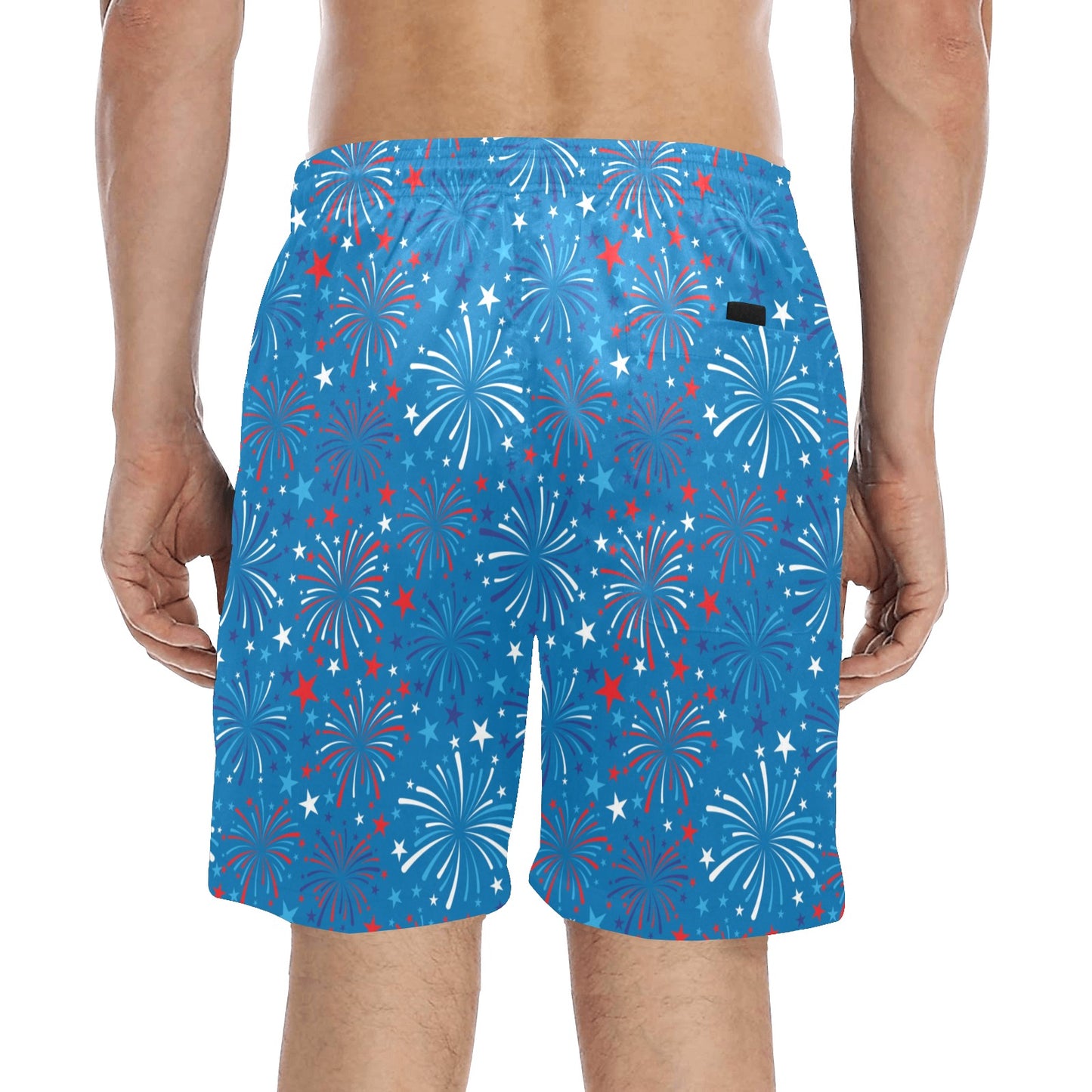 Firework Celebration Print Design LKS304 Men's Swim Trunks Beach Shorts