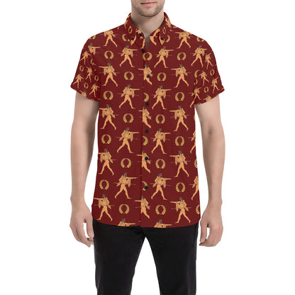 Ancient Greek Print Design LKS307 Men Short Sleeve Button Up Shirt