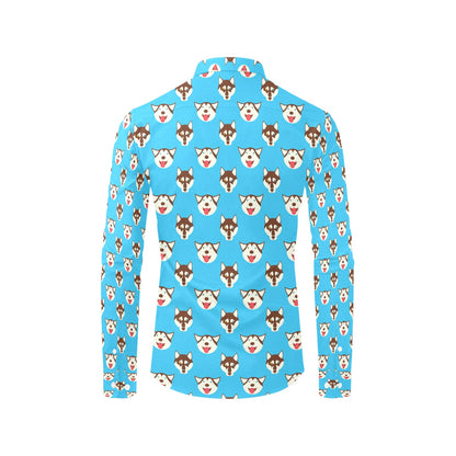 Siberian Huskies Print Design LKS306 Men's Long Sleeve Dress Shirt