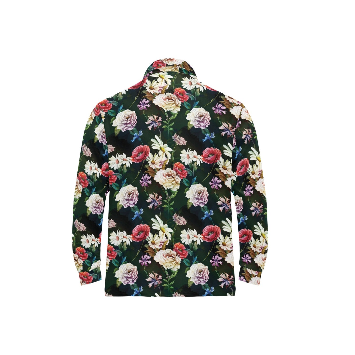 Summer Floral Print Design LKS303 Long Sleeve Polo Shirt For Men's