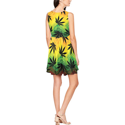 Rasta Pattern Print Design A02 Sleeveless Dress