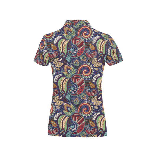 Paisley Boho Pattern Print Design A03 Women's Polo Shirt