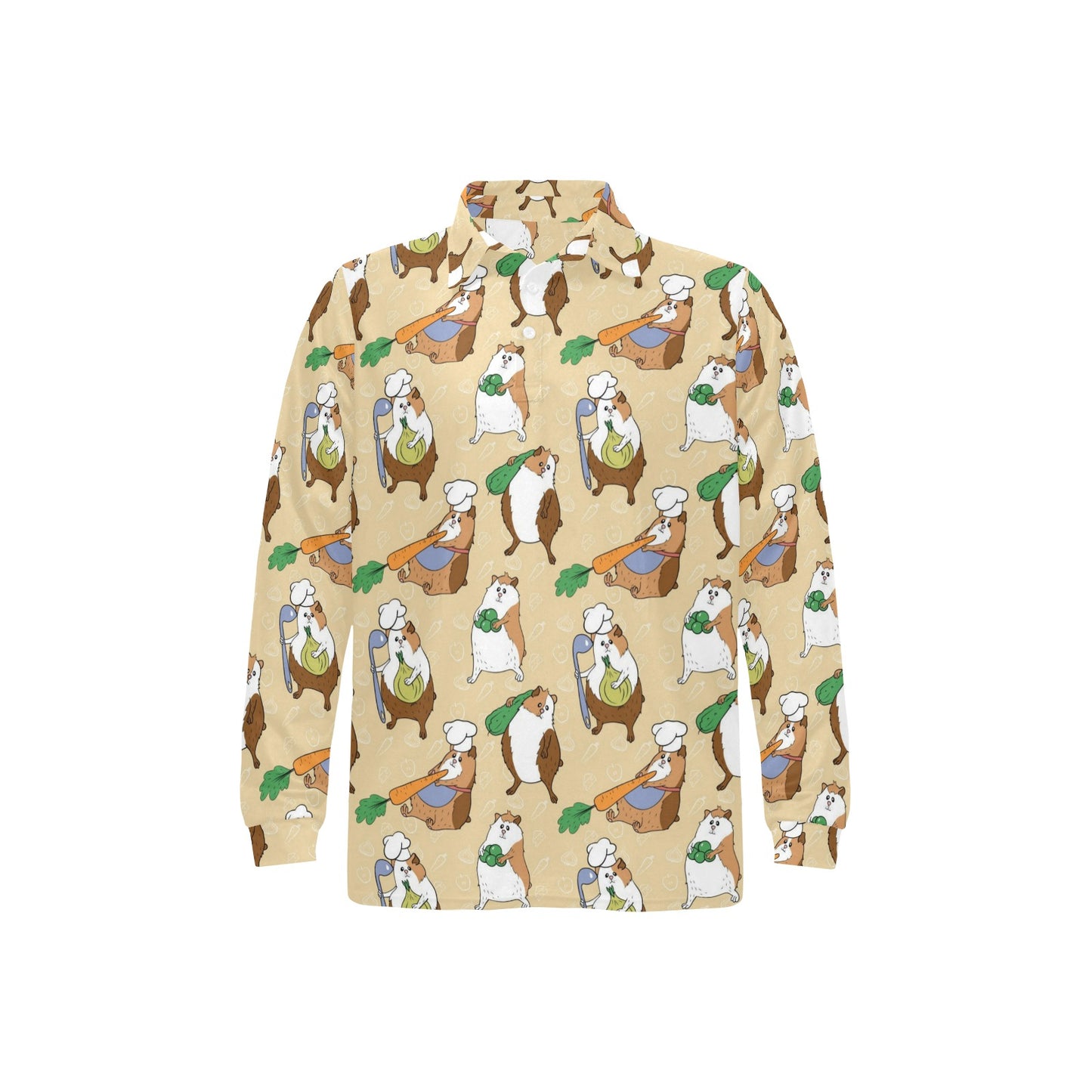 Guinea Pig Pattern Print Design 03 Long Sleeve Polo Shirt For Men's