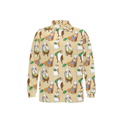 Guinea Pig Pattern Print Design 03 Long Sleeve Polo Shirt For Men's