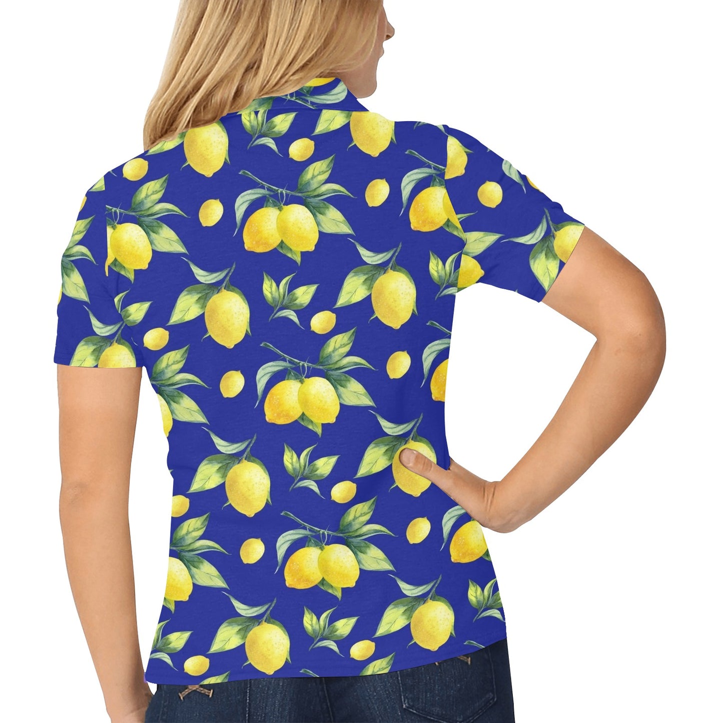Lemon Pattern Print Design LM06 Women's Polo Shirt
