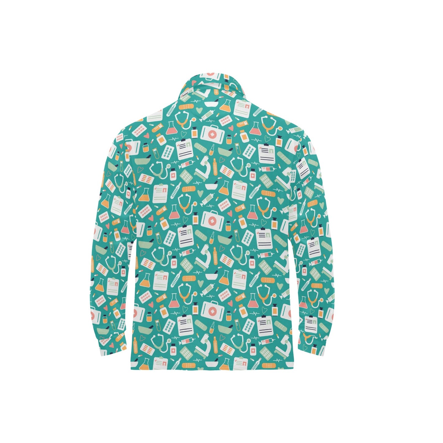 Medical Pattern Print Design 03 Long Sleeve Polo Shirt For Men's