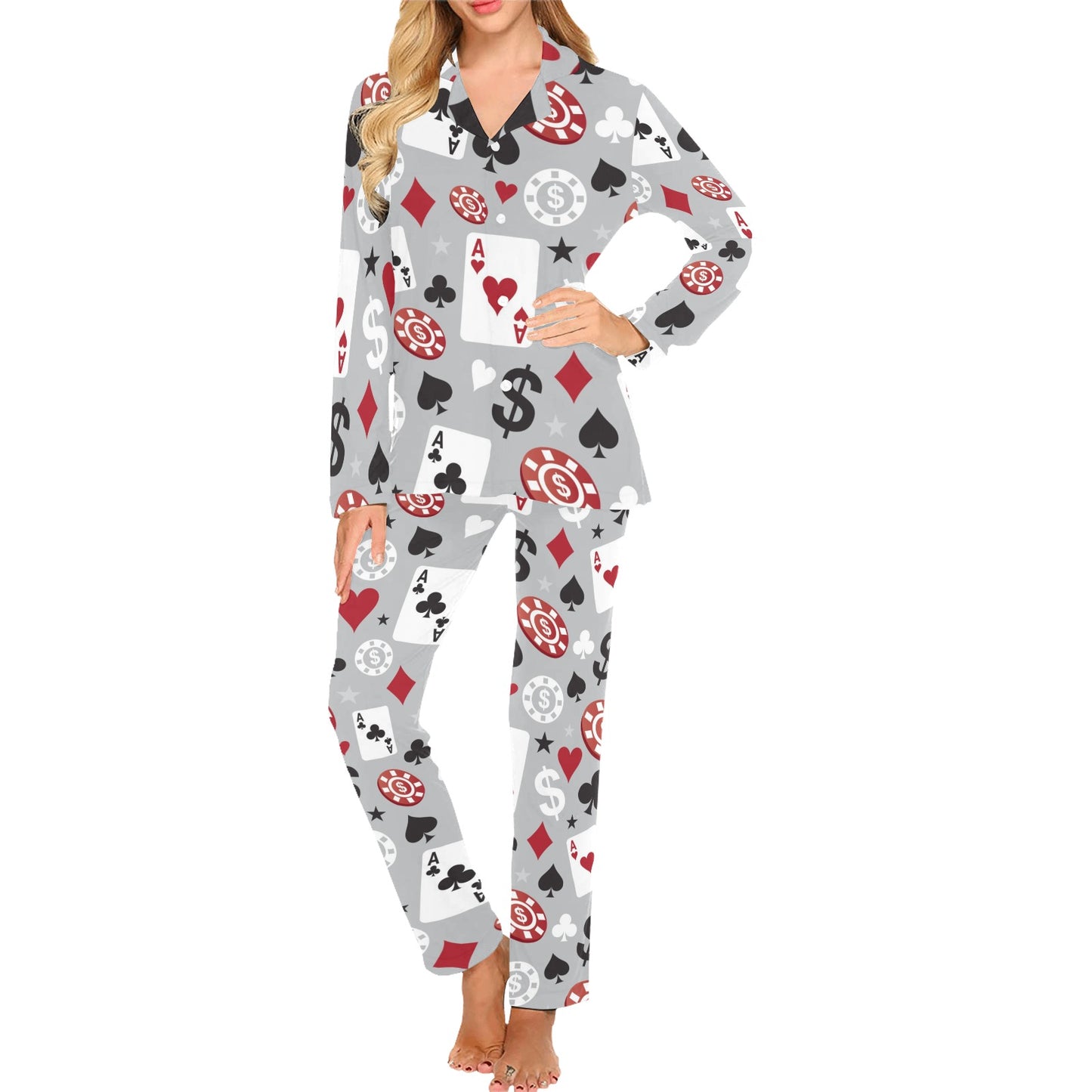 Casino Pattern Print Design 01 Women's Long Pajama Set