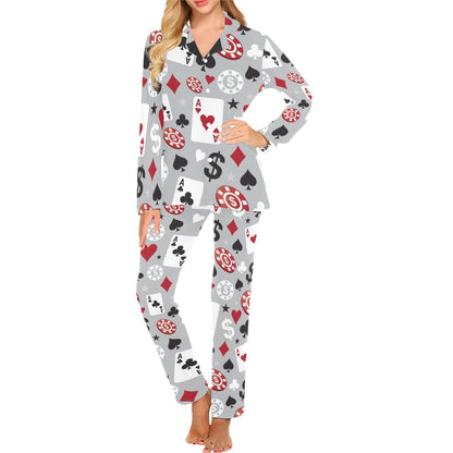 Casino Pattern Print Design 01 Women's Long Pajama Set