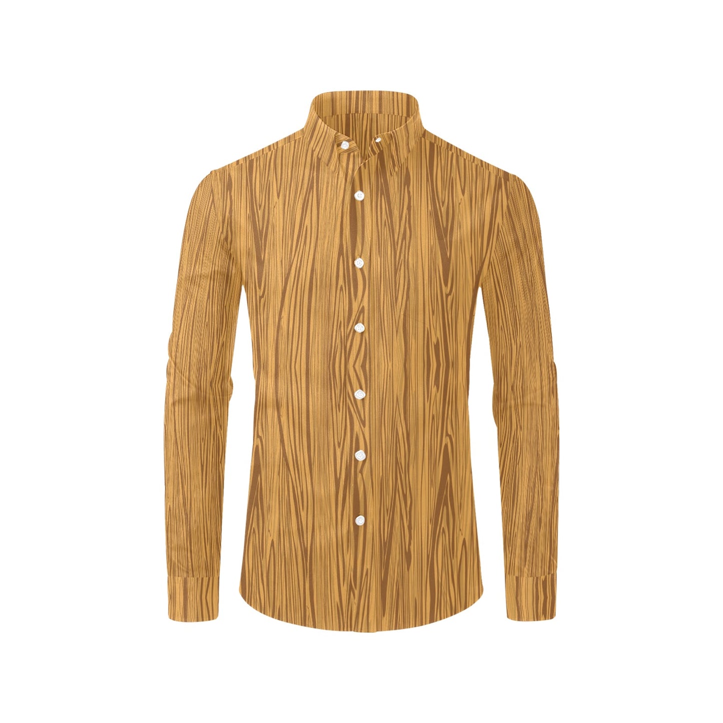 Wood Texture Print Design LKS301 Men's Long Sleeve Dress Shirt