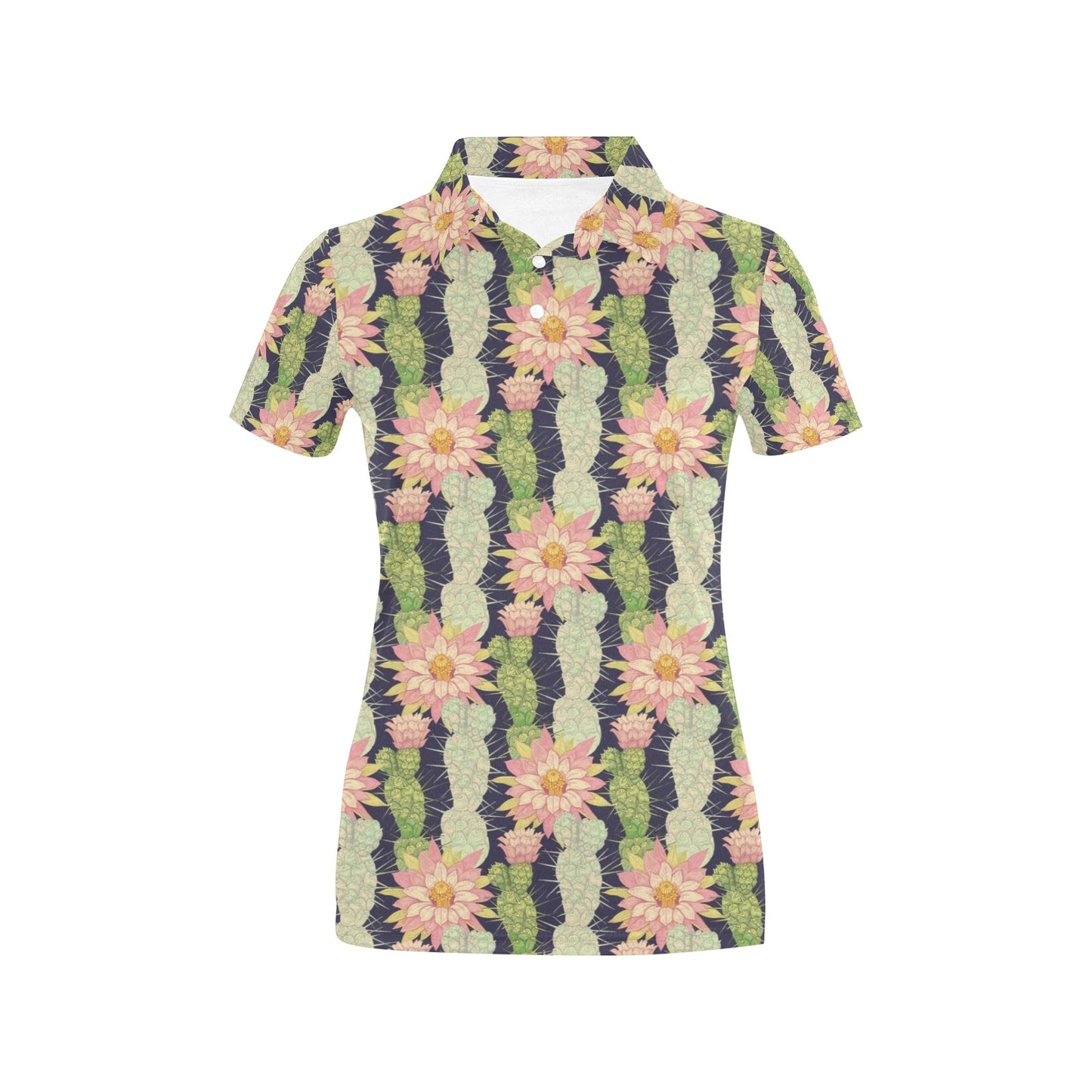 Cactus Pattern Print Design 01 Women's Polo Shirt